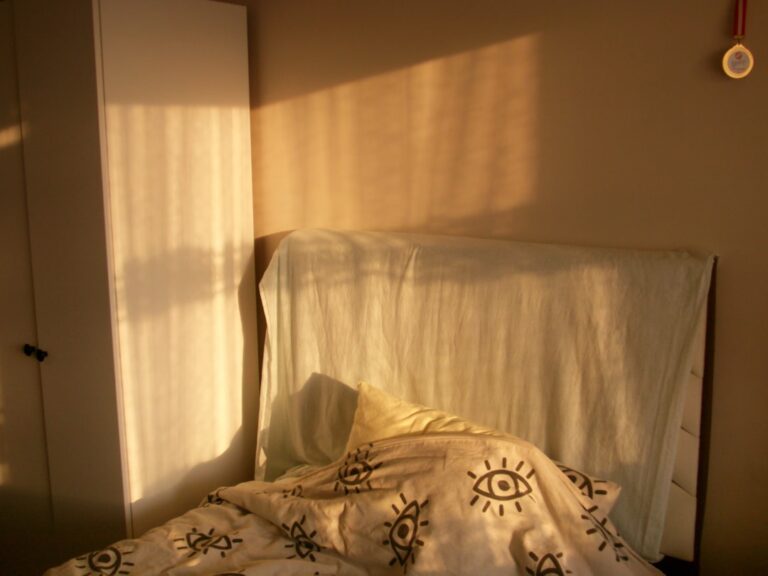 A Luz Quente Do Sol Entra Em Um Quarto Com Uma Cama D5CqdvS9DR4