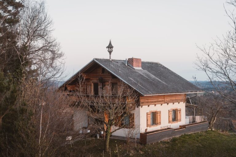 Uma Casa Rustica Fica Em Meio a Arvores E Ceu Noturno XvELno4EQYM