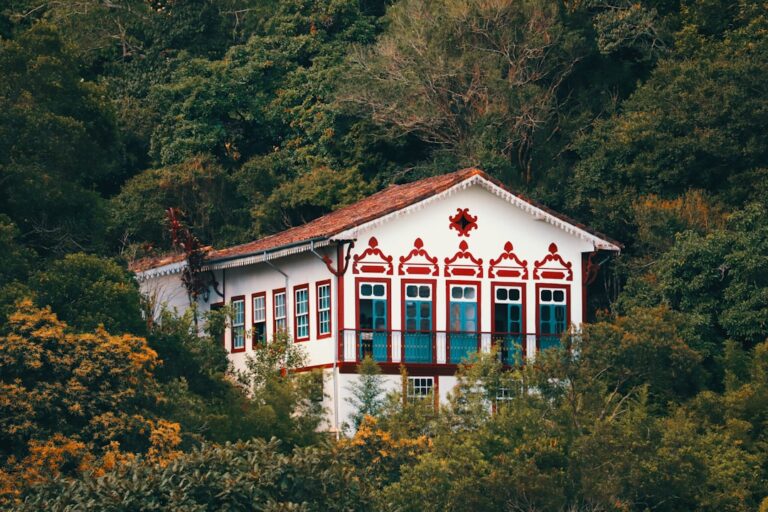 Casa Bonita E Colorida Aninhada Em Uma Vegetacao Exuberante FfLsIgIilUM